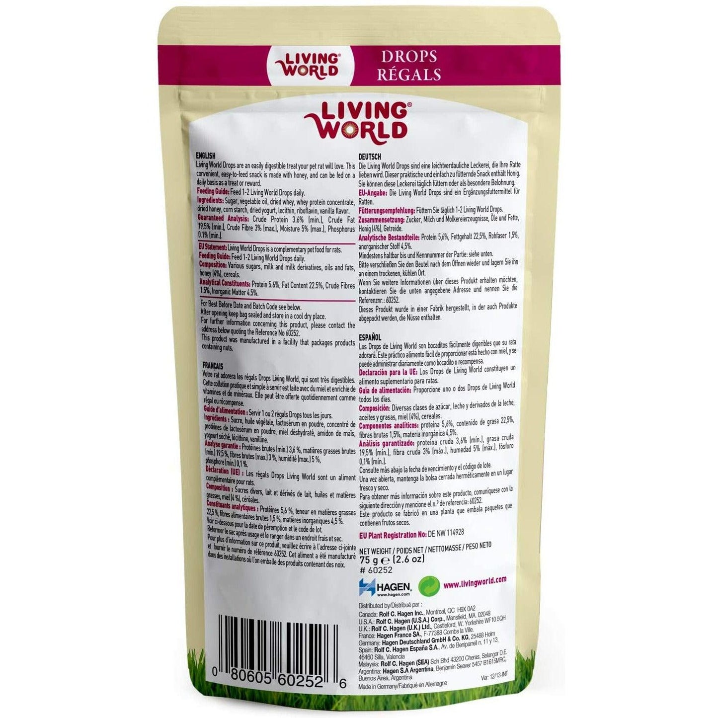 Living World Rat Treat Honey Flavour - 75g - Small Animal Food Treats - Living World - PetMax Canada