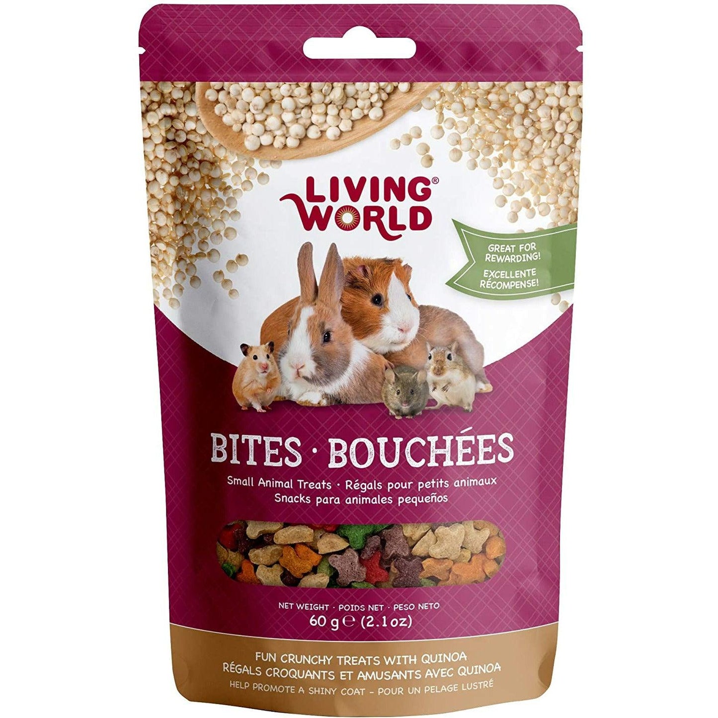 Living World Small Animal Bites With Quinoa - 60g - Small Animal Food Treats - Living World - PetMax Canada