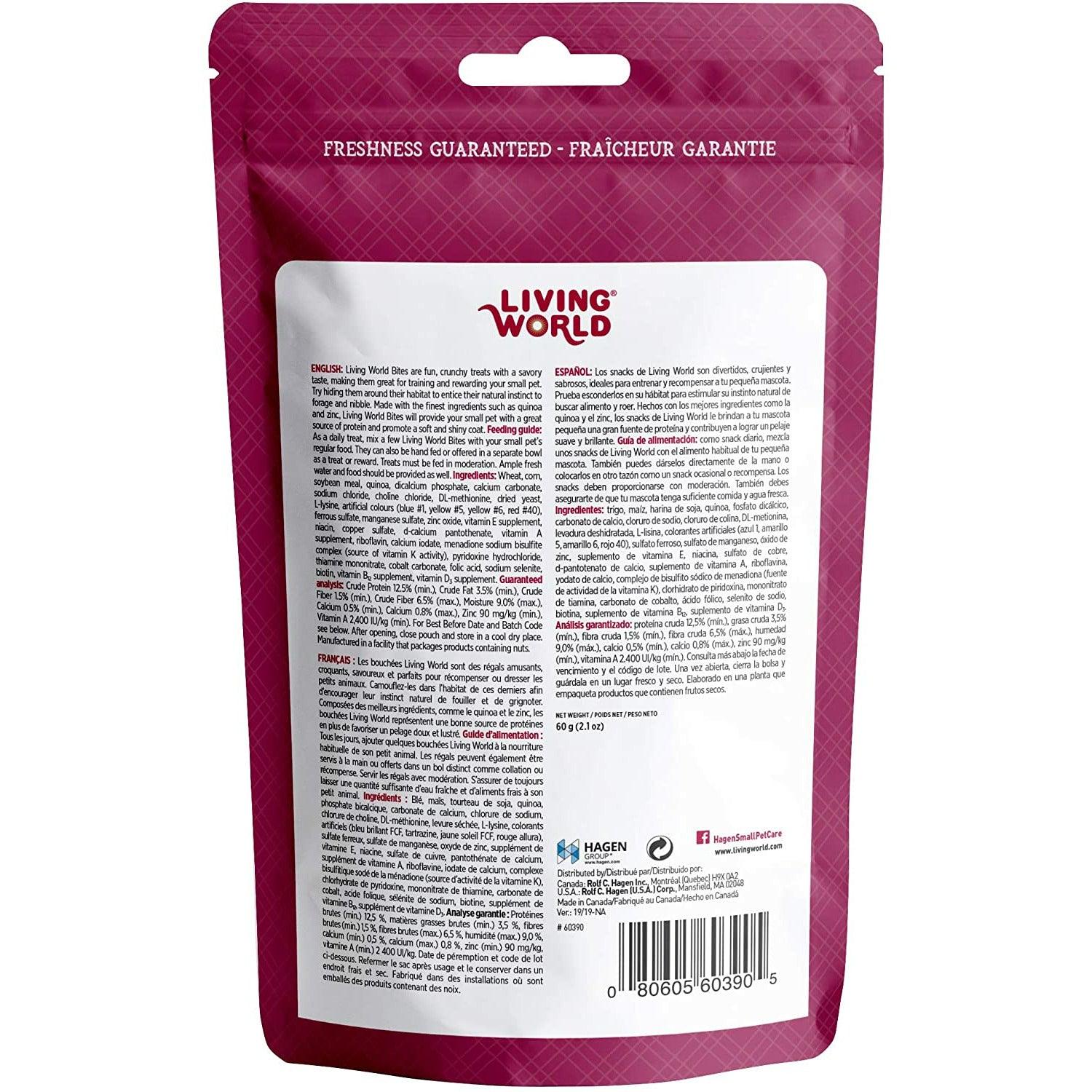 Living World Small Animal Bites With Quinoa - 60g - Small Animal Food Treats - Living World - PetMax Canada