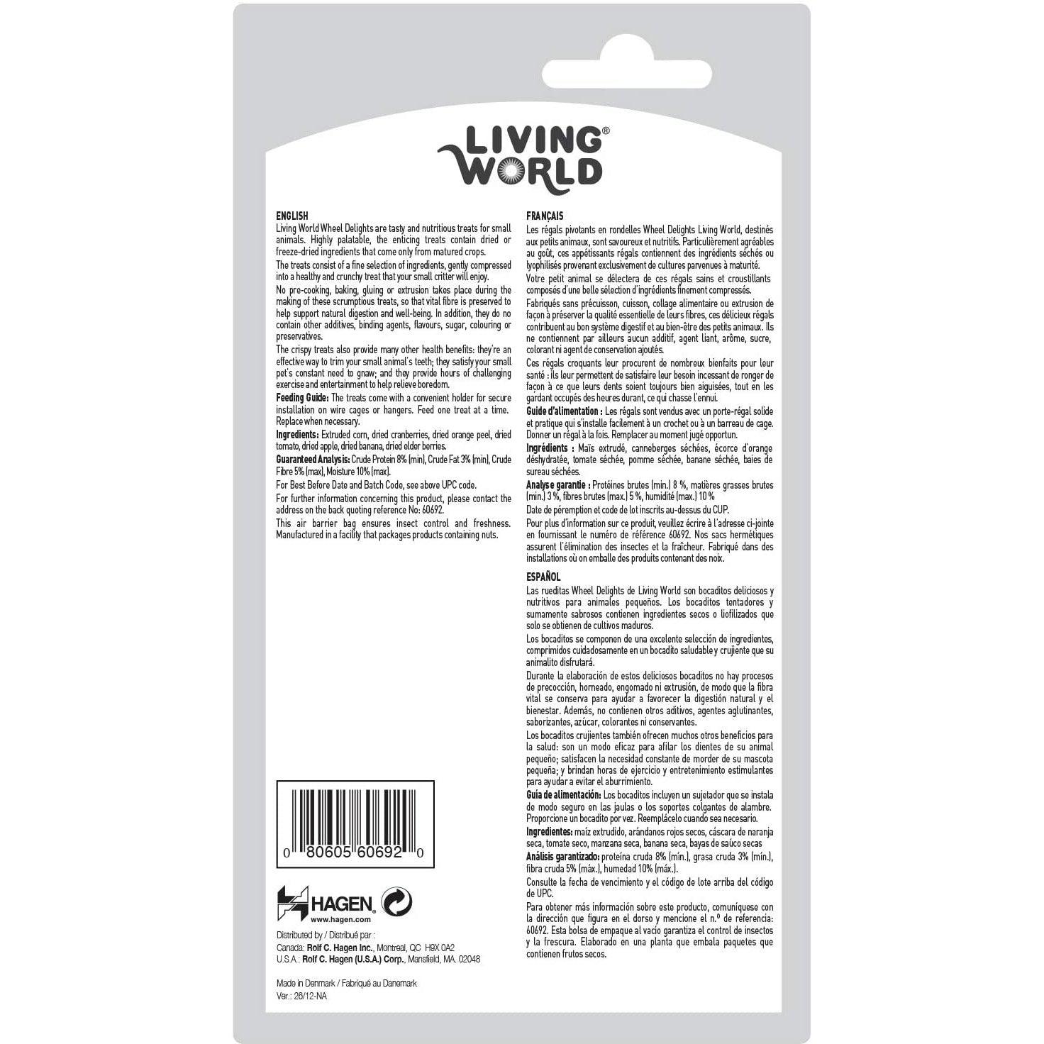 Living World Wheel Delights Apple, Banana & Orange - 2 Pack - Small Animal Food Treats - Living World - PetMax Canada