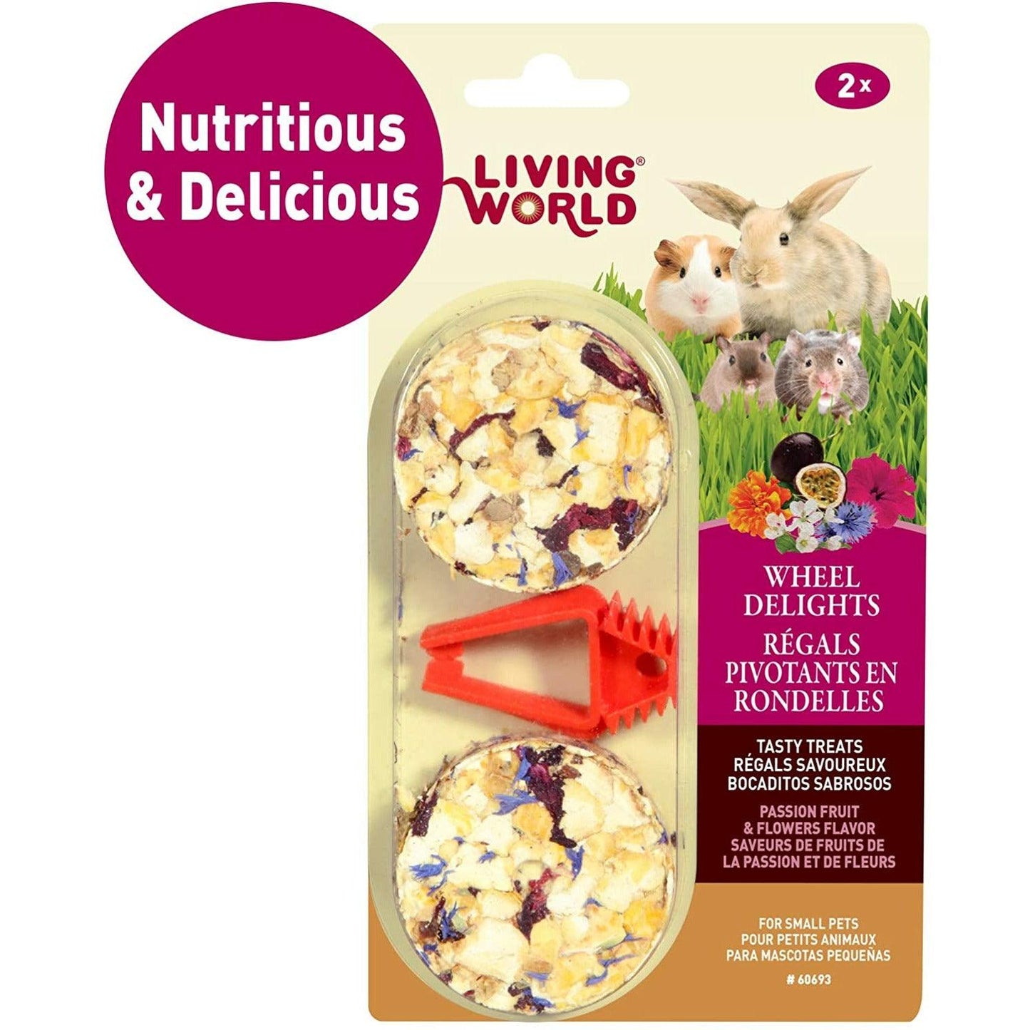 Living World Wheel Delights - Passion Fruit & Flowers - 2 Pack - Small Animal Food Treats - Living World - PetMax Canada