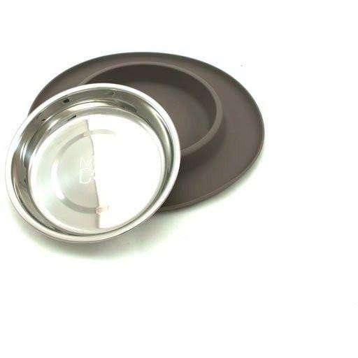 Messy Mutts Silicone Feeder With Stainless Steel Bowl - Medium / Grey - Stainless Steel - Messy Mutt - PetMax Canada