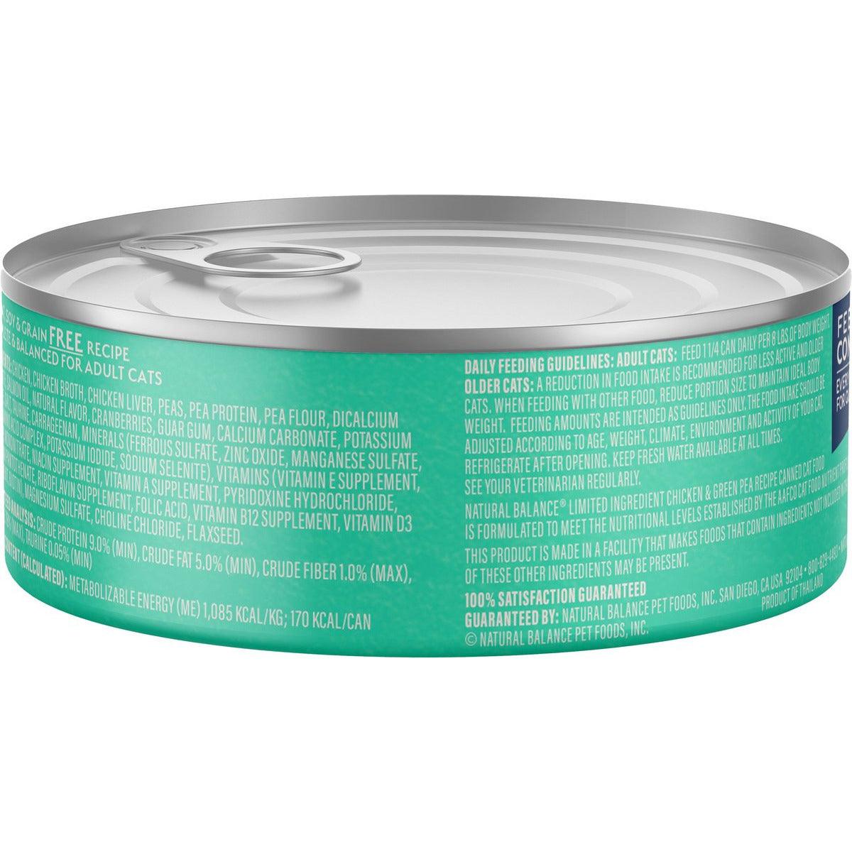 Natural Balance L.I.D. Limited Ingredient Diets Chicken & Green Pea Formula Grain-Free Canned Cat Food - 156g - Canned Cat Food - Natural Balance - PetMax Canada