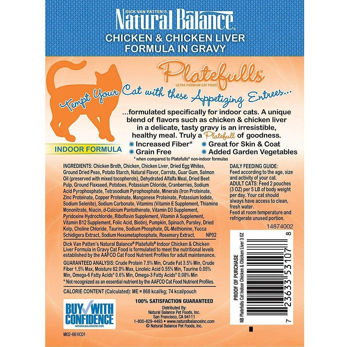 Natural Balance Platefulls Indoor Chicken & Chicken Liver Wet Cat Food - 85g - Canned Cat Food - Natural Balance - PetMax Canada