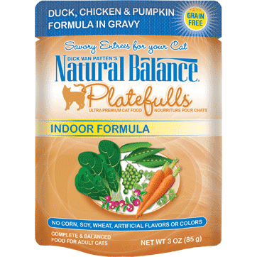 Natural Balance Platefulls Indoor Duck, Chicken & Pumpkin Wet Cat Food - 85g - Canned Cat Food - Natural Balance - PetMax Canada