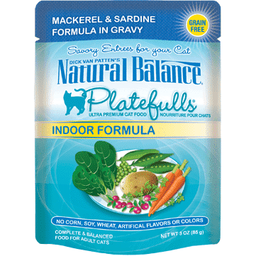 Natural Balance Platefulls Indoor Mackerel & Sardine Wet Cat Food - 85g - Canned Cat Food - Natural Balance - PetMax Canada