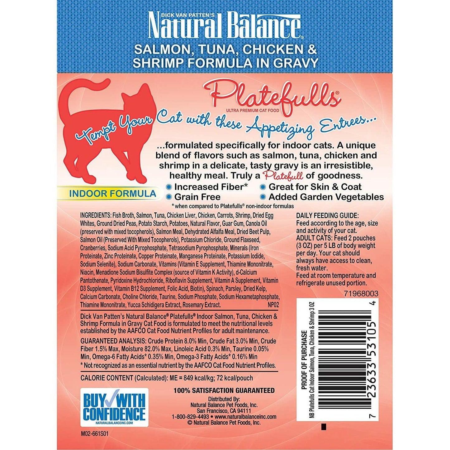 Natural Balance Platefulls Indoor Salmon, Tuna, Chicken, & Shrimp Wet Cat Food - 85g - Canned Cat Food - Natural Balance - PetMax Canada