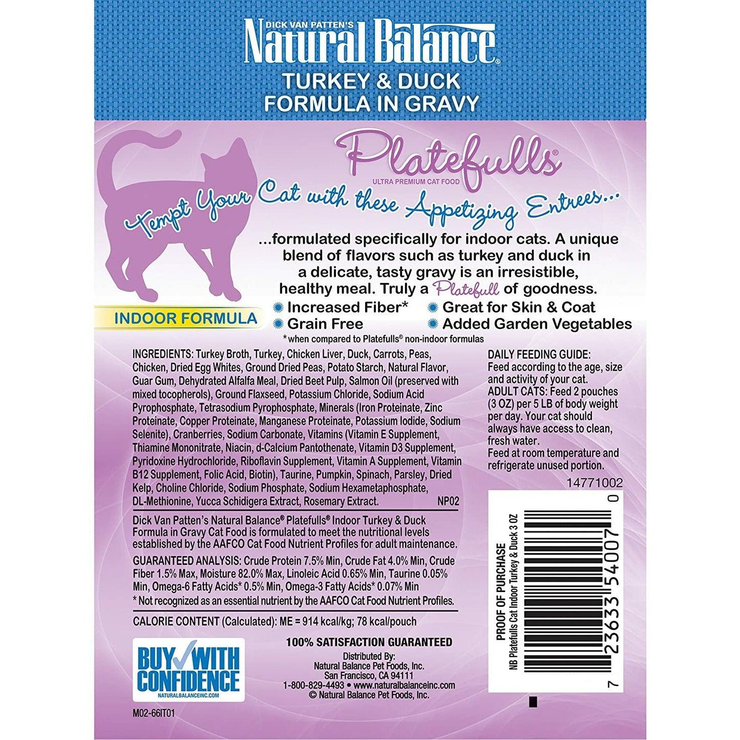 Natural Balance Platefulls Indoor Turkey & Duck Wet Cat Food - 85g - Canned Cat Food - Natural Balance - PetMax Canada