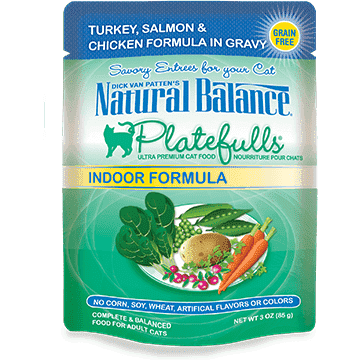 Natural Balance Platefulls Indoor Turkey, Salmon, & Chicken Wet Cat Food - 85g - Canned Cat Food - Natural Balance - PetMax Canada