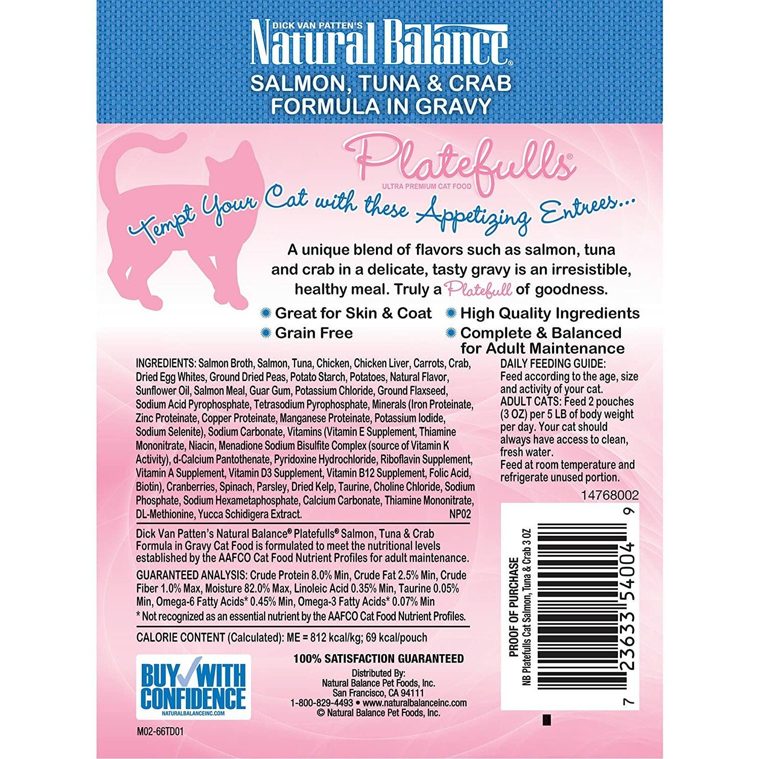 Natural Balance Platefulls Salmon, Tuna & Crab Wet Cat Food - 85g - Canned Cat Food - Natural Balance - PetMax Canada