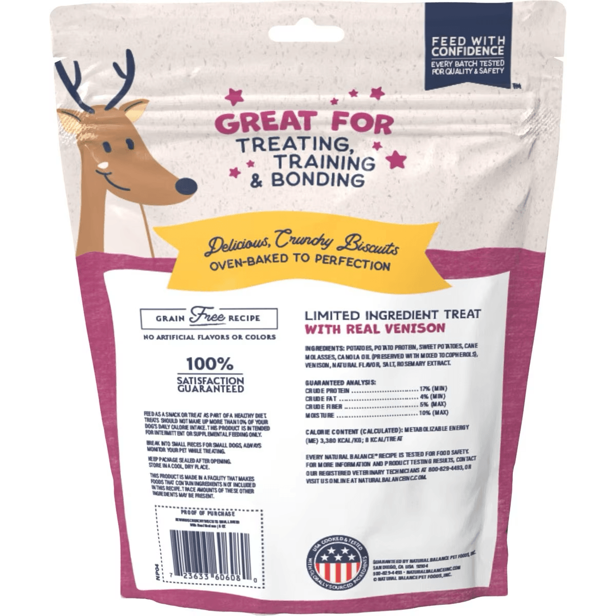 Natural Balance Rewards Crunchy Biscuits Real Venison Dog Treats - 227g - Dog Treats - Natural Balance - PetMax Canada