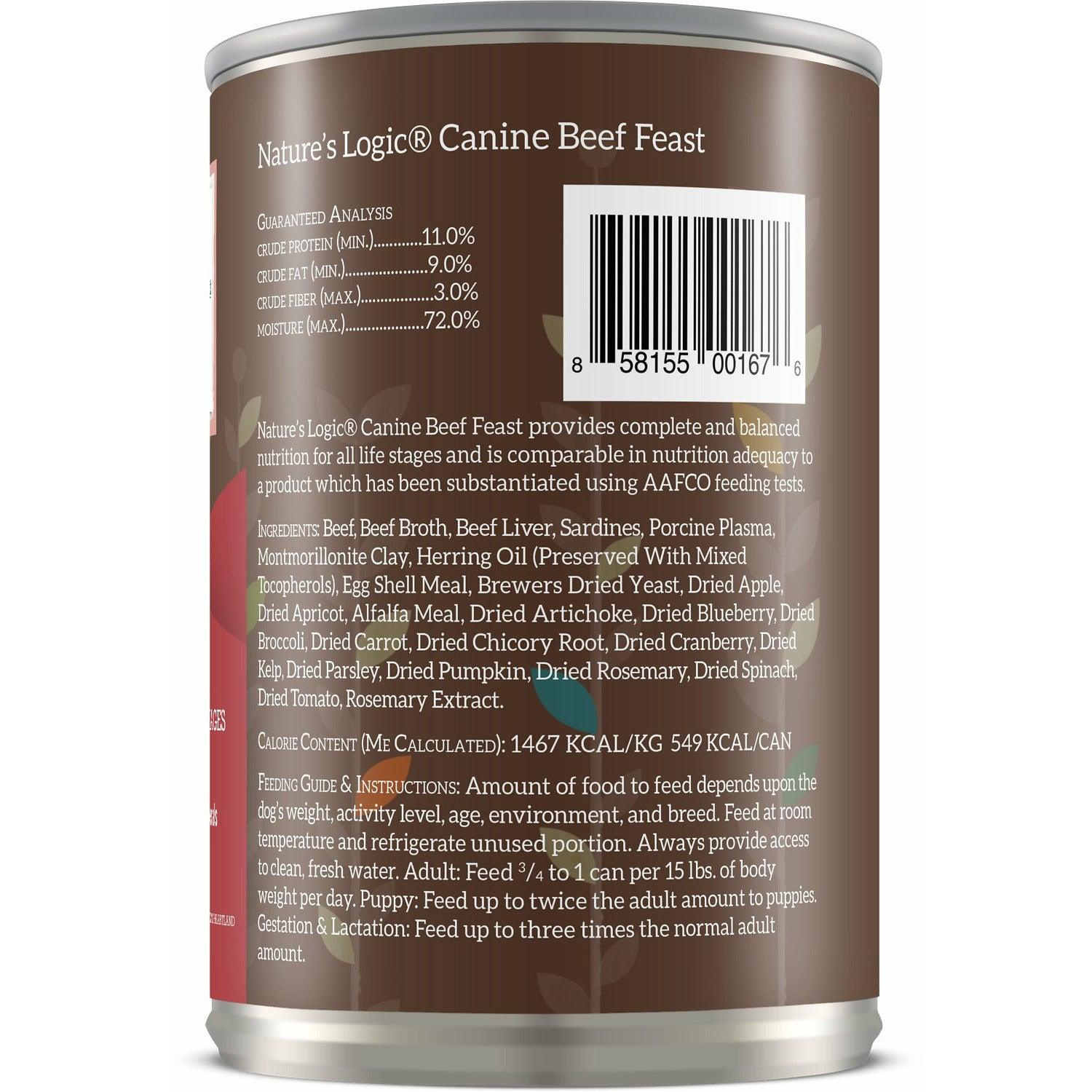 Nature's Logic Canned Dog Food Beef Feast - 374g - Canned Dog Food - Nature's Logic - PetMax Canada