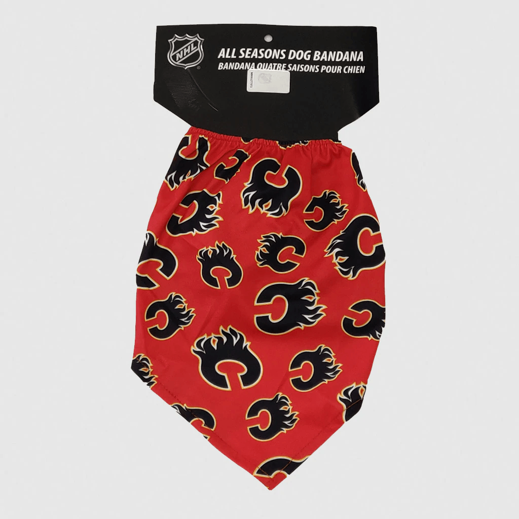 NHL Calgary Flames Dog Bandana - Small - Bandanas - NHL - PetMax Canada