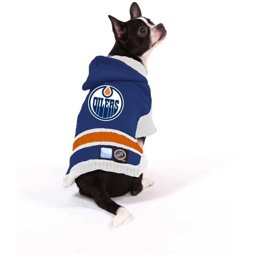 NHL Edmonton Oilers Hooded Dog Sweater - X-Small - NHL Sweaters - NHL - PetMax Canada