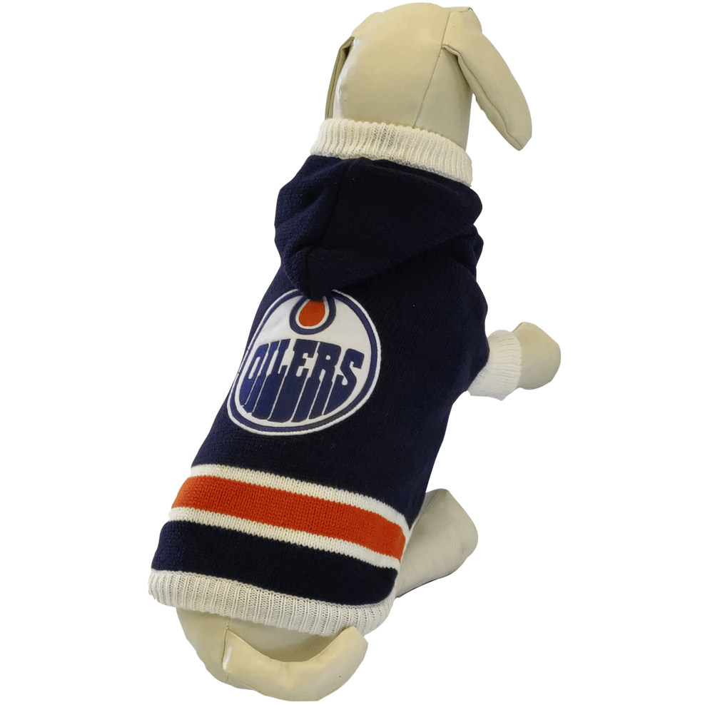 NHL Edmonton Oilers Hooded Dog Sweater - X-Small - NHL Sweaters - NHL - PetMax Canada