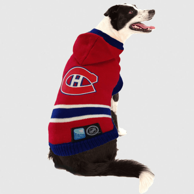 NHL Montreal Canadiens Hooded Dog Sweater - X-Small - NHL Sweaters - NHL - PetMax Canada