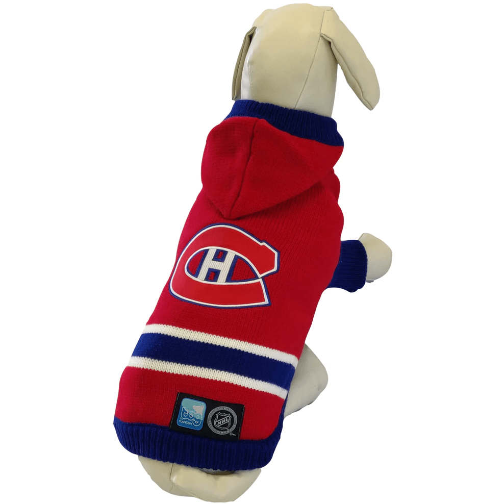 NHL Montreal Canadiens Hooded Dog Sweater - X-Small - NHL Sweaters - NHL - PetMax Canada