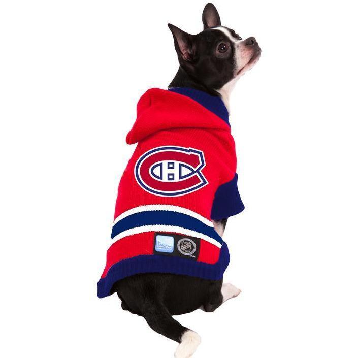 NHL Montreal Canadiens Hooded Dog Sweater - X-Small - NHL Sweaters - NHL - PetMax Canada