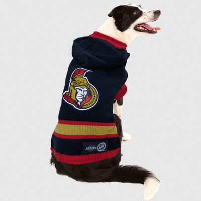 NHL Ottawa Senators Hooded Dog Sweater - X-Small - NHL Sweaters - NHL - PetMax Canada