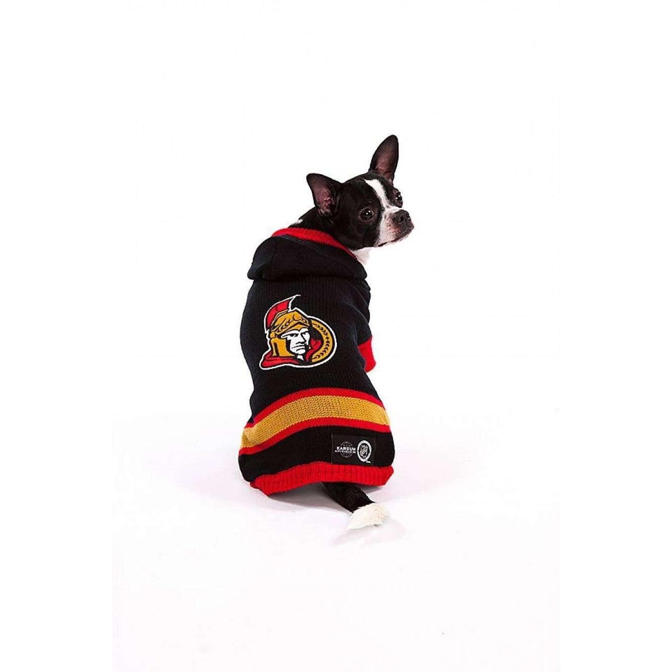 NHL Ottawa Senators Hooded Dog Sweater - X-Small - NHL Sweaters - NHL - PetMax Canada