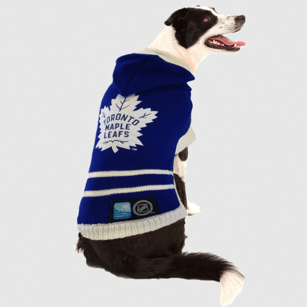 NHL Toronto Maple Leafs Hooded Dog Sweater - X-Small - NHL Sweaters - NHL - PetMax Canada