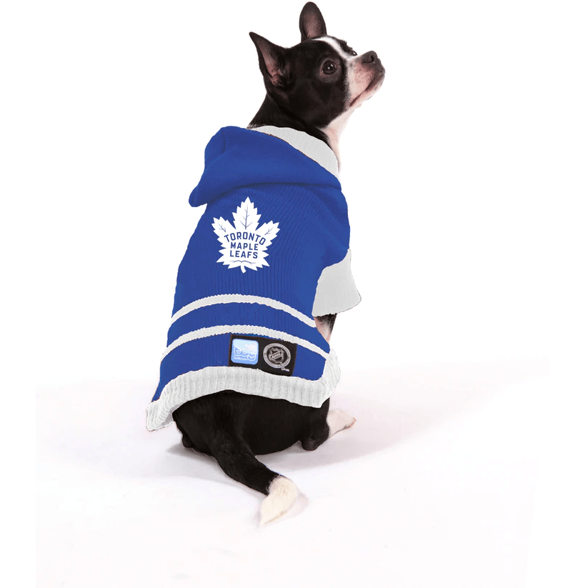 NHL Toronto Maple Leafs Hooded Dog Sweater - X-Small - NHL Sweaters - NHL - PetMax Canada