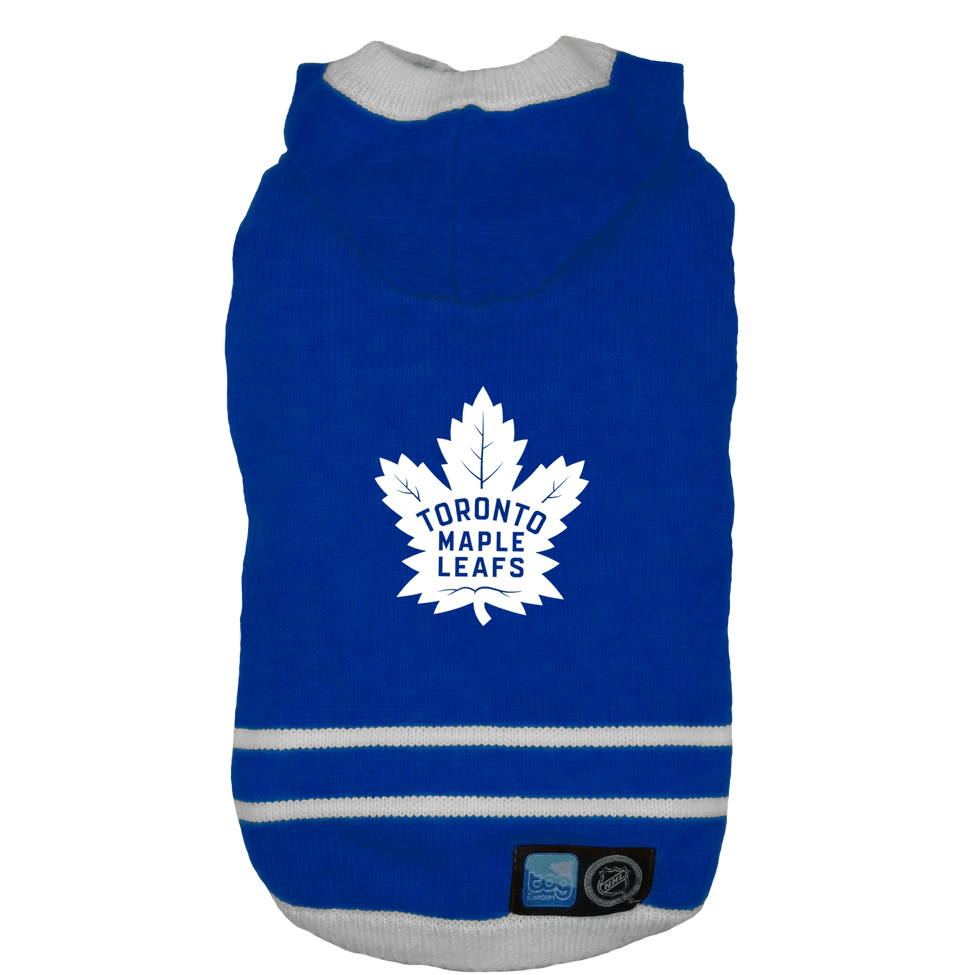 NHL Toronto Maple Leafs Hooded Dog Sweater - X-Small - NHL Sweaters - NHL - PetMax Canada