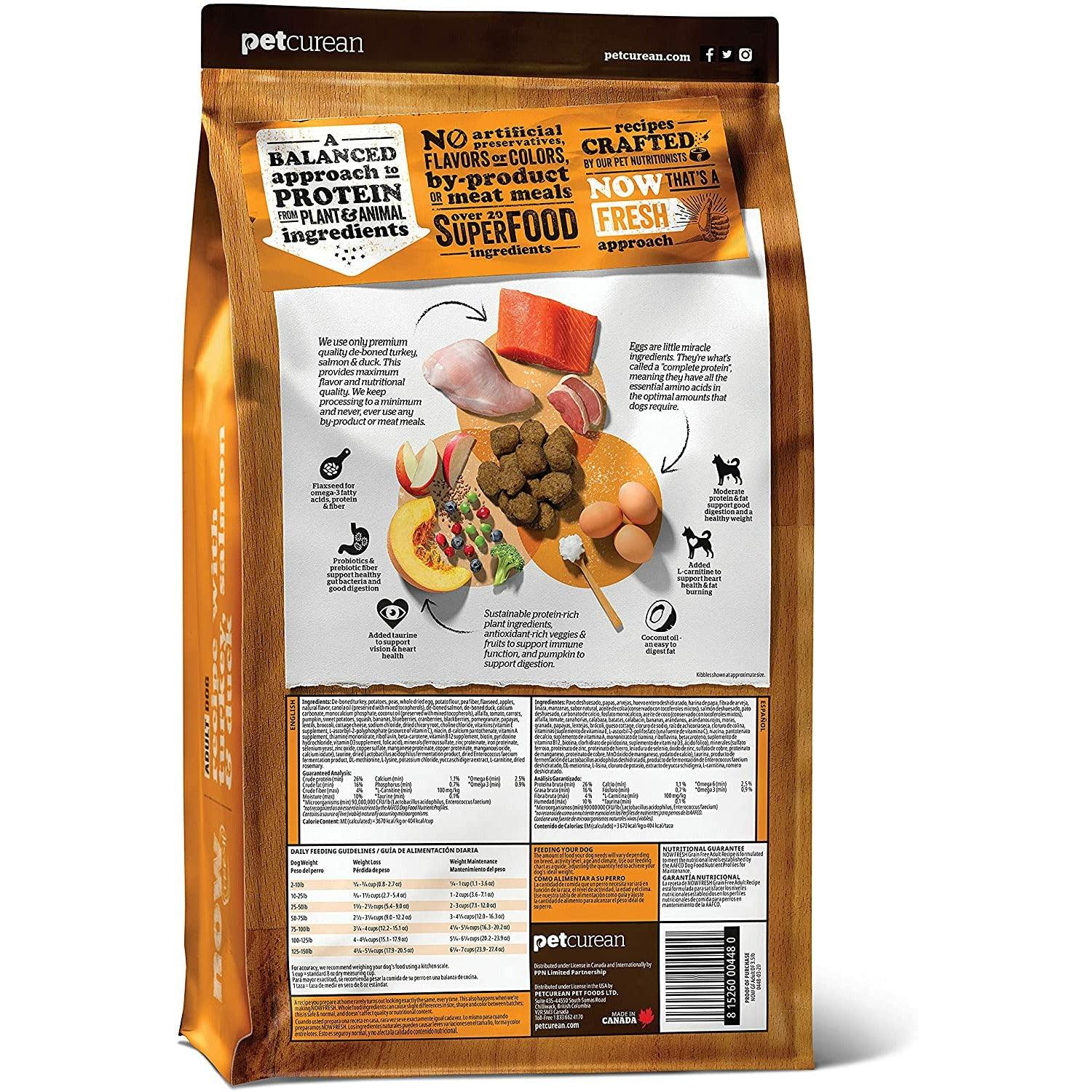 Now Fresh Grain Free Adult Turkey, Salmon, & Duck Recipe for Dogs - 1.59 Kg - Dog Food - Now Fresh - PetMax Canada