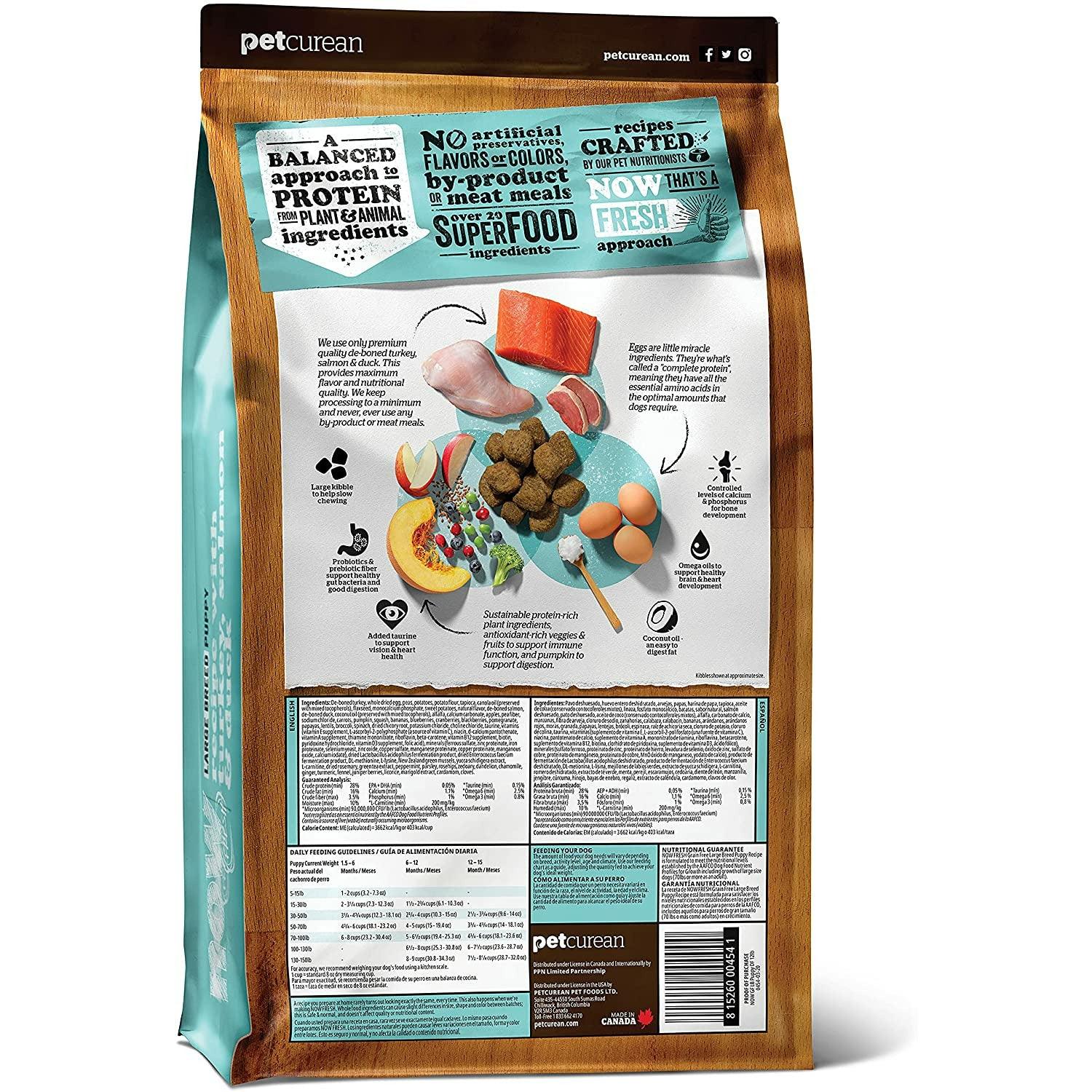 Now Fresh Grain Free Large Breed Puppy Turkey, Salmon, & Duck Recipe - 11.3 Kg - Dog Food - Now Fresh - PetMax Canada