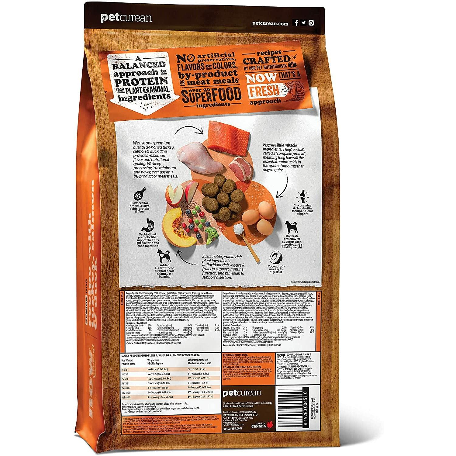 Now Fresh Grain Free Senior Turkey, Salmon, & Duck Recipe for dogs - 1.59 Kg - Dog Food - Now Fresh - PetMax Canada