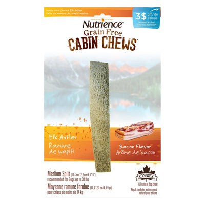 Nutrience Cabin Chews Split Elk Antler - Medium / Bacon - Antlers - Nutrience Treats - PetMax Canada