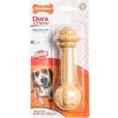 Nylabone Dura Chew Barbell - Peanut Butter / Medium/Large - Nylon - Nylabone - PetMax Canada