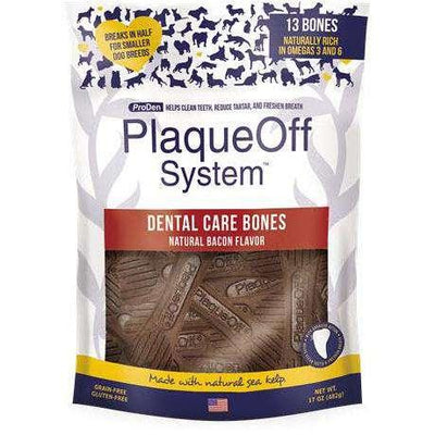 Plaque Off System Dental Bacon Bones - 481g - Dog Treats - PlaqueOff - PetMax Canada