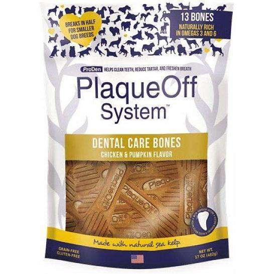 Plaque Off System Dental Chicken & Pumpkin Bones - 481g - Dog Treats - PlaqueOff - PetMax Canada