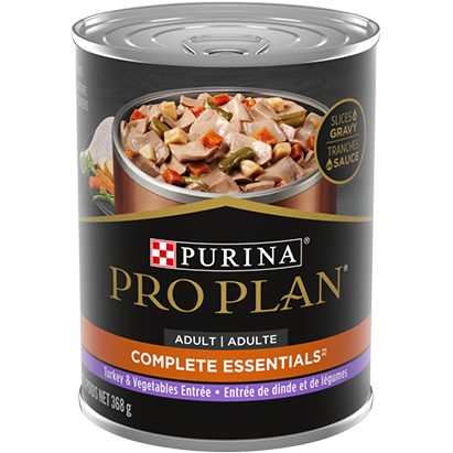 Purina Pro Plan Adult Complete Essentials Turkey & Vegetables Entrée Slices in Gravy Wet Dog Food  Canned Dog Food  | PetMax Canada