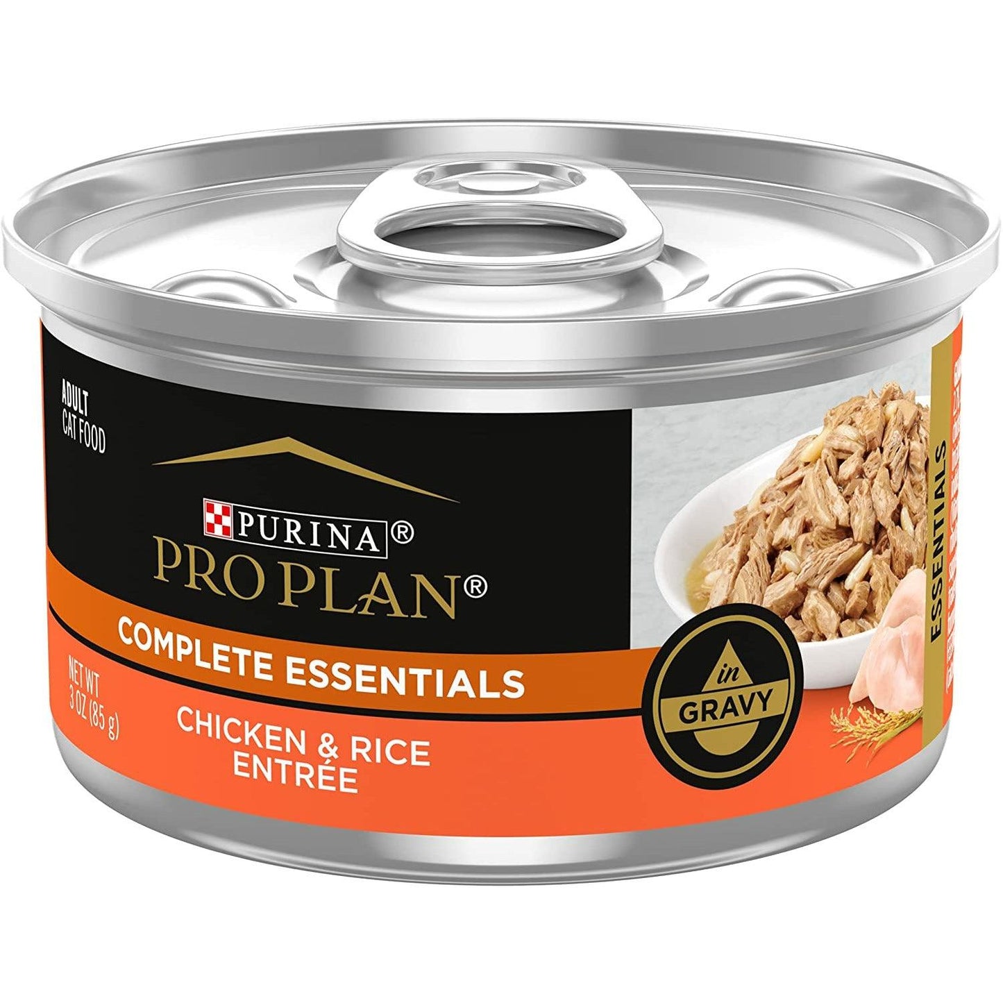 Purina Pro Plan Adult Complete Essentials Chicken & Rice Entrée in Gravy Wet Cat Food - 85g - Canned Cat Food - Purina Pro Plan - PetMax Canada