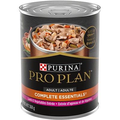 Purina Pro Plan Adult Complete Essentials Lamb & Vegetables Entrée Slices in Gravy Wet Dog Food - 369g - Canned Dog Food - Purina Pro Plan - PetMax Canada