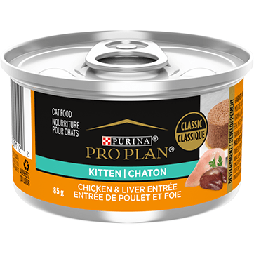 Purina Pro Plan Kitten Chicken & Liver Entrée Classic Wet Cat Food - 85g - Canned Cat Food - Purina Pro Plan - PetMax Canada