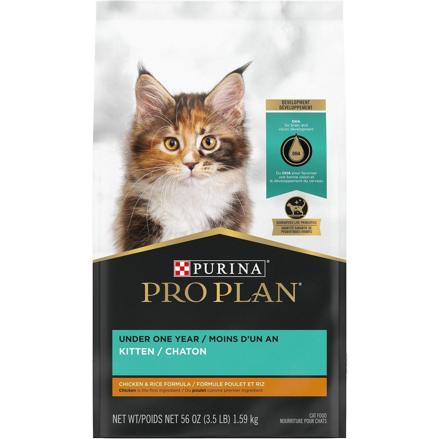 Purina Pro Plan With Probiotics High Protein Dry Kitten Food Chicken & Rice Formula - 1.59 Kg - Cat Food - Purina Pro Plan - PetMax Canada