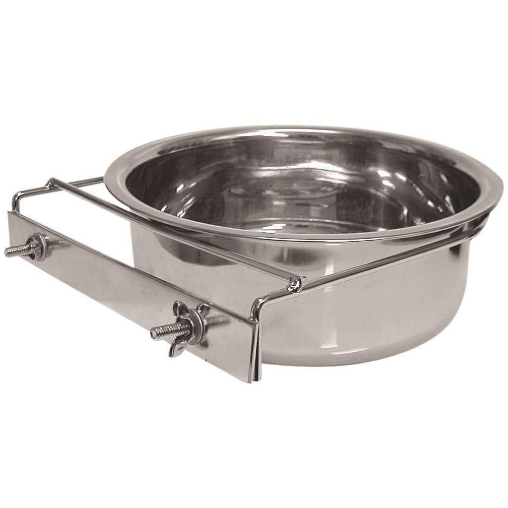 Stainless Steel Dog Dish With Clamp - 48 oz - Stainless Steel - Burgham - PetMax Canada