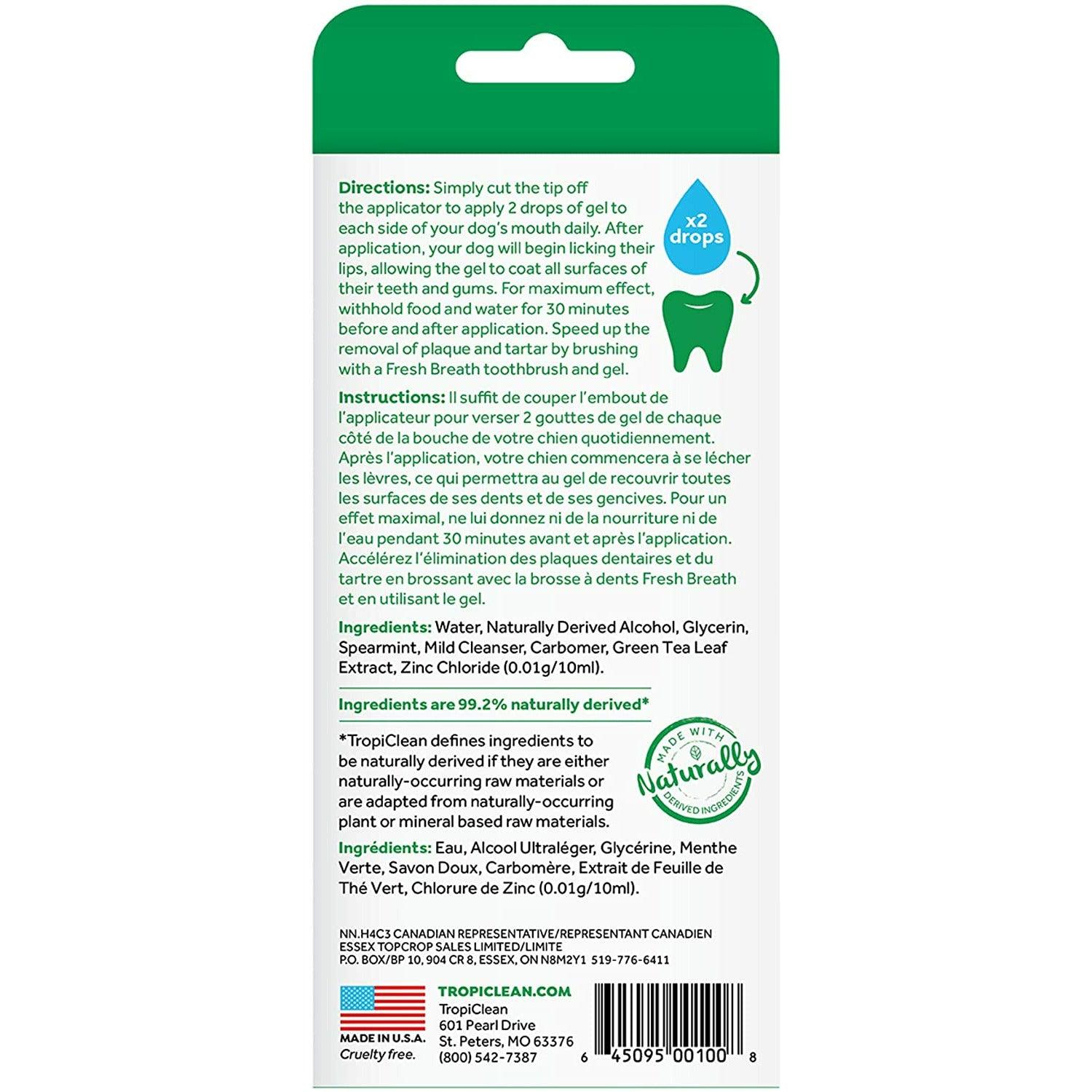 Tropiclean Fresh Breath Plaque Remover Pet Clean Teeth Gel - 59 mL - Health Care - Tropiclean - PetMax Canada