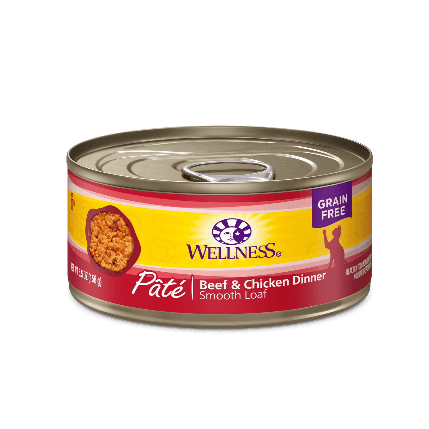 Wellness Complete Health Adult Beef & Chicken Formula Grain-Free Canned Cat Food - 155g - Canned Cat Food - Wellness - PetMax Canada