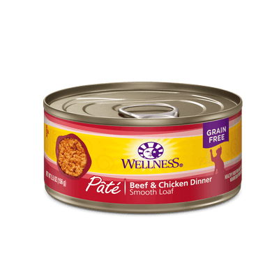 Wellness Complete Health Adult Beef & Chicken Formula Grain-Free Canned Cat Food - 155g - Canned Cat Food - Wellness - PetMax Canada