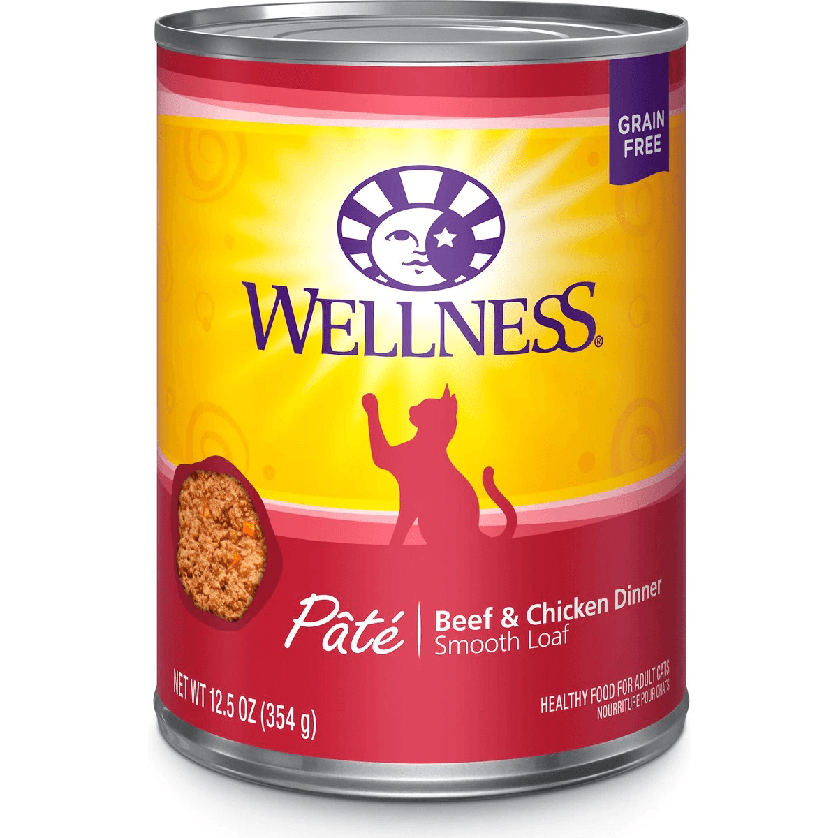 Wellness Complete Health Adult Beef & Chicken Formula Grain-Free Canned Cat Food - 354g - Canned Cat Food - Wellness - PetMax Canada