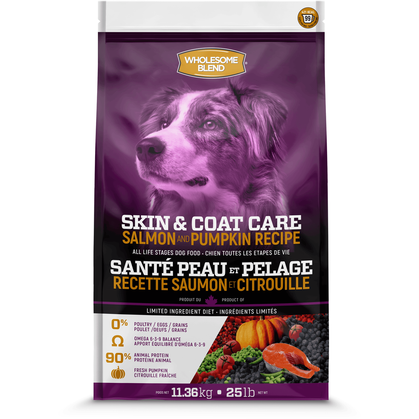 Wholesome Blend Dog Food Skin & Coat Care Salmon & Pumpkin Recipe - 1.8 Kg - Dog Food - Wholesome Blend - PetMax Canada