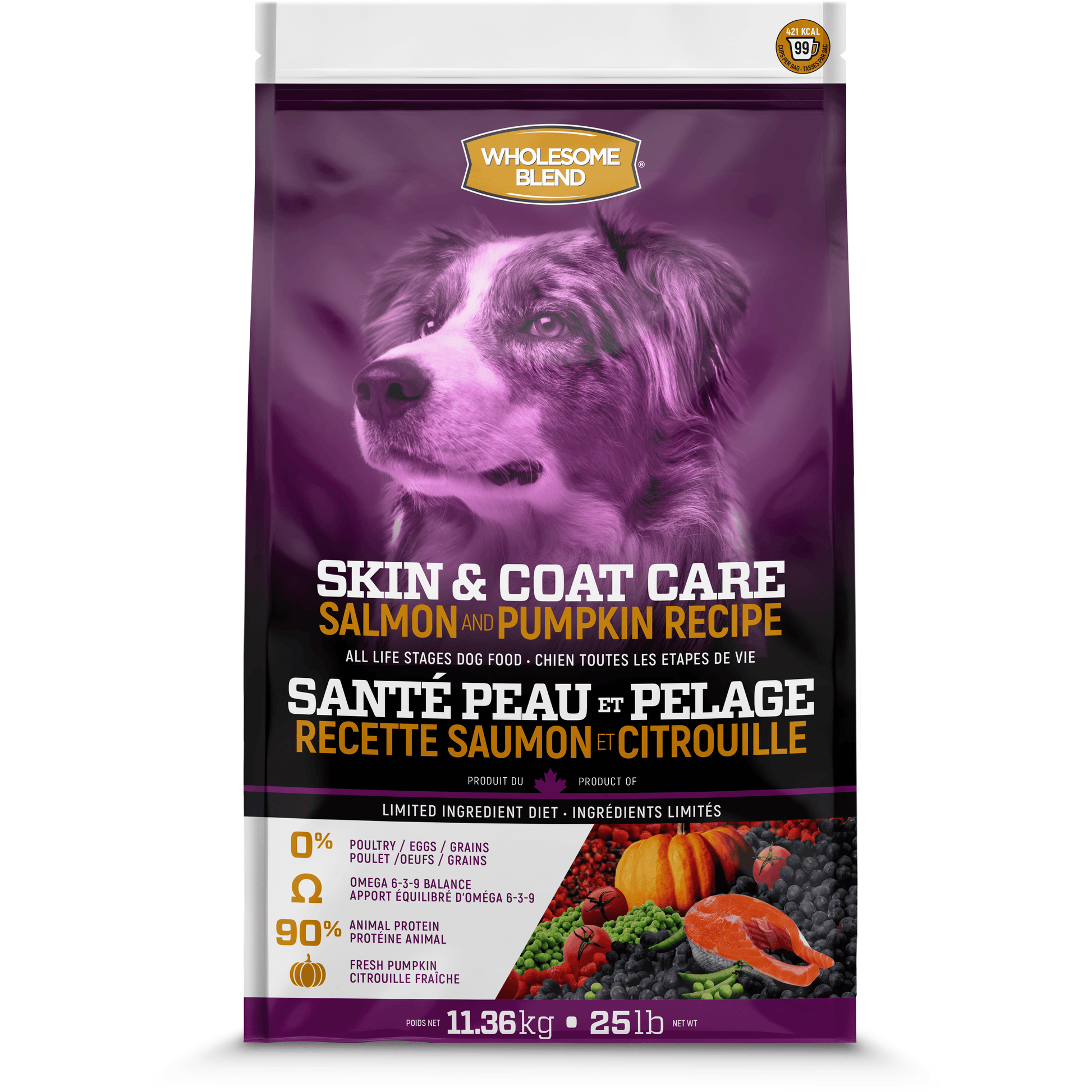 Wholesome Blend Dog Food Skin & Coat Care Salmon & Pumpkin Recipe - 1.8 Kg - Dog Food - Wholesome Blend - PetMax Canada